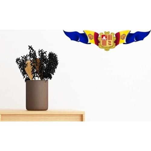 Andorra Flag National Emblem Removable Wall Sticker Art Decals Mural DIY Wallpaper for Room Decal