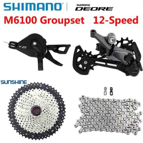 SHIMANO DEORE M6100 1x12 Speed Derailleur Groupset MTB Mountain Bike M6100 Shift Lever Rear Derailleur Sunshine Cassette 50T 52T