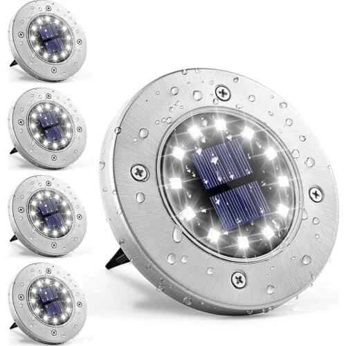 Yohencin Solar Ground Lights,12LED Floor Lights for Outdoor Garden IP65 Waterproof Solar Disk Lights White 4 Pack