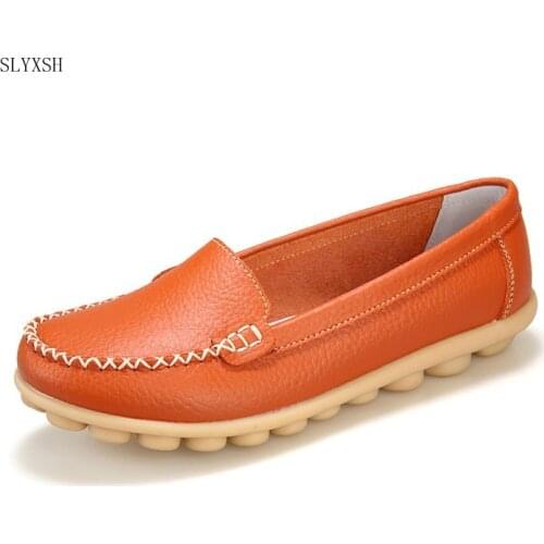 Fashion Shoes Woman Leather Women Shoes Flats Colors footwear Loafers Slip On Womens Flat Shoes Moccasins Plus Size 35-41
