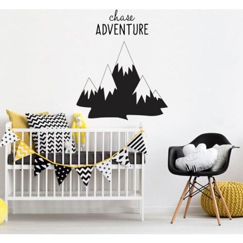 Nordic Style Quotes Mountains Vinyl Wall Stickers for Living Room Chase Adventure Kids Room Nursery Poster Art Home Decor B80