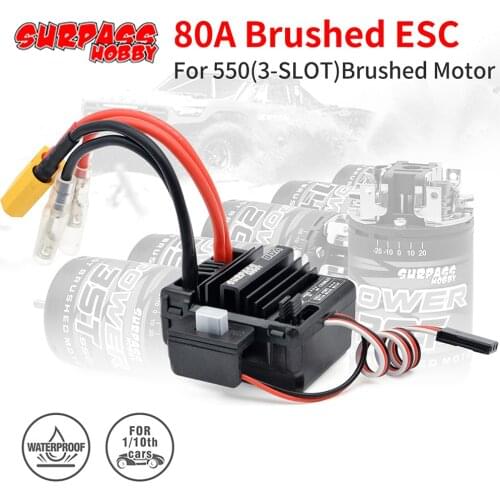 Waterproof 80A Brushed ESC for RC 3-Slot 550 Brushed Motor for 1/10 1/12 RC Car Wltoys 144001 124019 Traxxas Crawler Monster