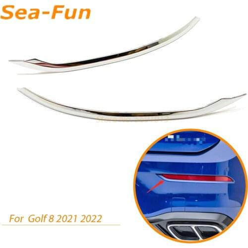 For Volkswagen VW Golf 8 MK8 R 2021 2022 Rear Reflector Fog Light Lamp Cover Sticker Decoration Trim ABS Chrome Car Accessories