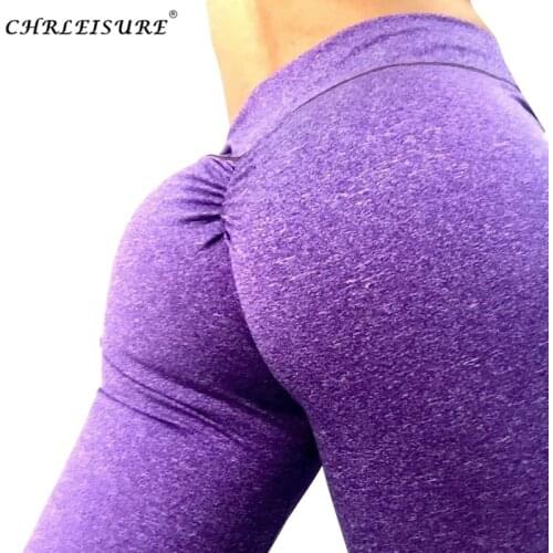 CHRLEISURE Solid High Waist Push Up Leggings Women Sexy Workout Legging Femme Highly Elastic Classic Trousers Female 13 Color