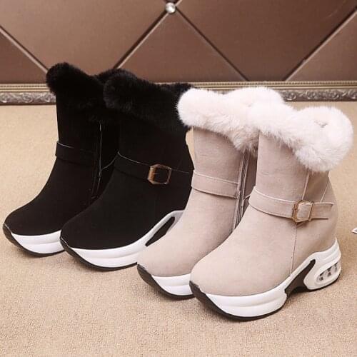 Snow Boots Womens 2021 New Winter Plush Boots Warm Cotton Shoes Anti Slip Thick Soled High Heels Martin Boots Boots Women