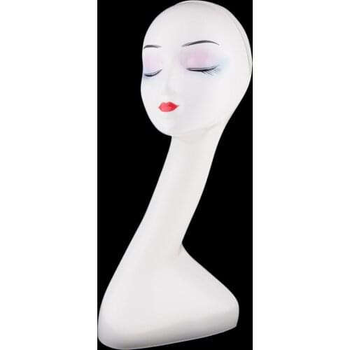 White Long Neck Female Mannequin Head Model Hair Wigs Jewelry Display Stand Manikin Head Headphone Hat Display Holder