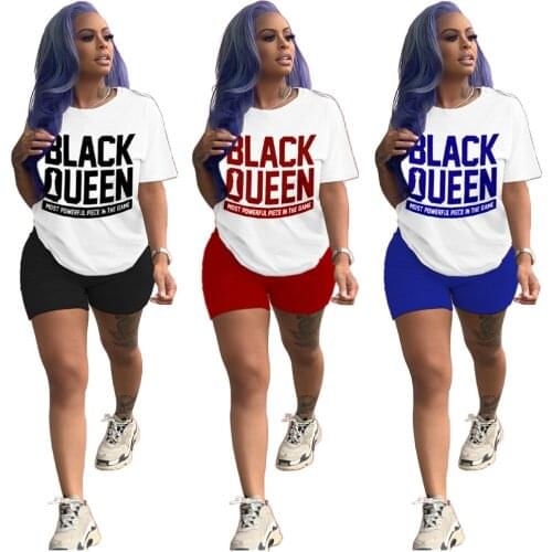 Echoine 2021 summer Sport letter printing Two Piece Set Women T-shirt Tops Shorts Jogger Pants Suit Tracksuit Matching Outfit