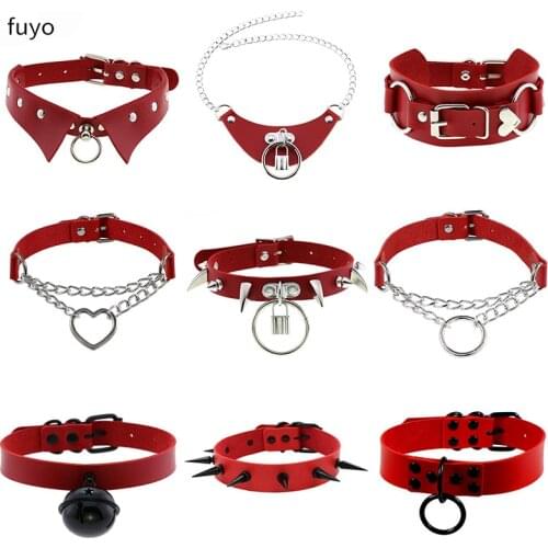 Rock Bells Lock Bowknot Punk Choker Nightclub Street Leather Necklace Women Link Chains Collar Sexy Girl Necklaces Jewelry