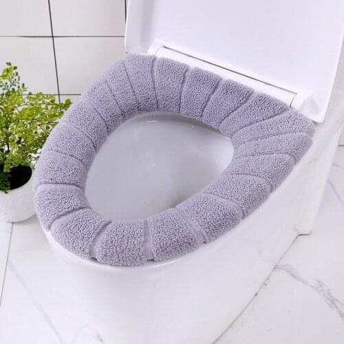 1Pcs O-shape Toilet Seat Cover Winter Warm Closestool Mat Lid Thicken Knitting Washable Toilet Pad For Bathroom Accessories WC