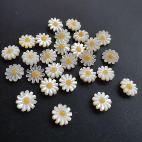 100pcs/lot 10mm Natural Daisy Flower Mother of Pearl for DIY Jewelry daisy Flower Cut Mother Pearl shell