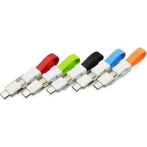 3 IN 1 Short Lightning USB noodle Cable Charger Cord adapter Keychain for phone Android Type C micro usb