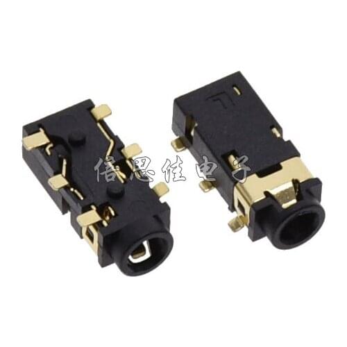 30pcs/2.5 Earphone socket PJ-242 Earphone socket 6 Pin Dual track 6P SMD Audio socket PJ-242B