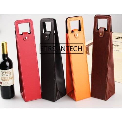 30pcs/lot Luxury Portable PU Leather Wine Bags Red Wine Bottle Packaging Case Gift Storage Boxes With Handle Bar Accessories
