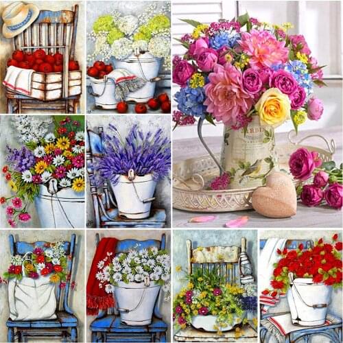 5D DIY Diamond Painting Flower vase Cross Stitch Kit Rhinestone Picture Diamond Embroidery Mosaic Home Decoration Wall Painting