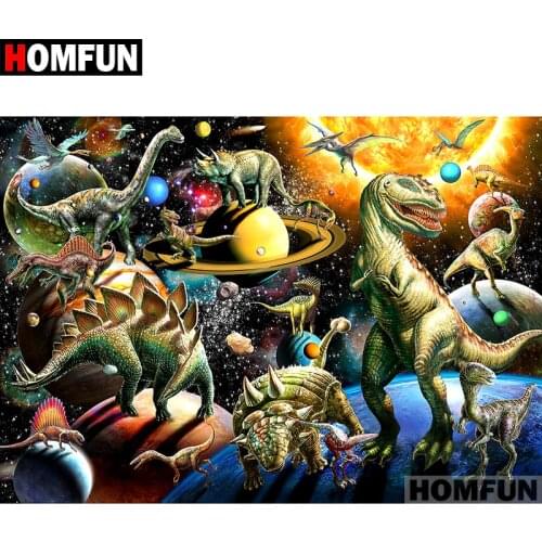 HOMFUN 5D DIY Full Diamond Embroidery "Dinosaur Planet" Diamond Painting Cross Stitch Rhinestone Home Decoration A07027