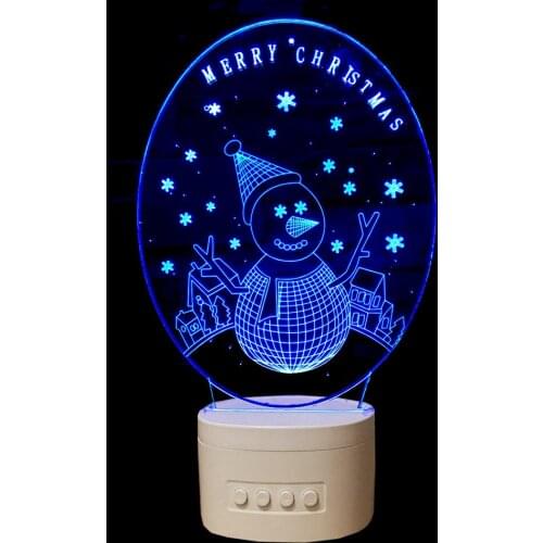 Bluetooth Speakers Vision 3D Lamp Lovely Night Light 5 Color Chang Desk lamp Music lights Snowman Atmosphere Lamp Christmas gift