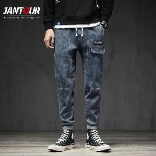 Autumn Winter New Streetwear Hip Hop Cargo Pants Mens Jeans Cargo Pants Elastic Harun pants Joggers Pants Size M-3XL