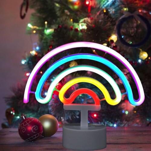 Decorative LED Rainbow Shaped Neon Sign Light Wall Decor Art Neon Sign Home Decoration Bedroom Christmas Valentine 's Day Party