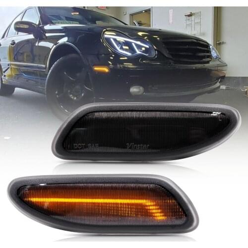 Smoked LED Front Side Marker Light For Mercedes-Benz W203 C-Class C230 C280 01-07 Replace OEM Led Sidemarker Turn Signal Lamp