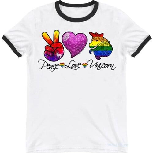 Rainbow Peace Love Unicorn Print T-Shirt Women Clothes 2021 Funny White Tshirt Femme Summer Fashion T Shirt Female Streetwear