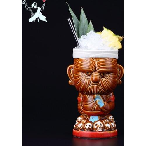 520ml Maori Chief Cup Ceramic Tiki Mug Cocktail Mug Creative Porcelain Beer Wine Mug Cup Bar Tool