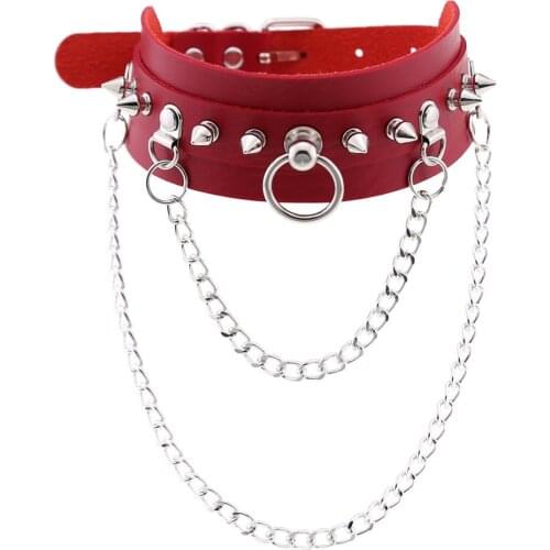 Choker with Spikes Collar Women Man Leather Necklace Chain Jewelry on The Neck Punk Chocker Aesthetic Gothic Accessories
