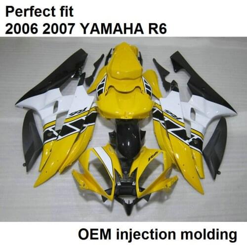 Injection molded fairing body kit for Yamaha YZF R6 2006 2007 yellow black white motorcycle fairings set YZFR6 06 07 BN13