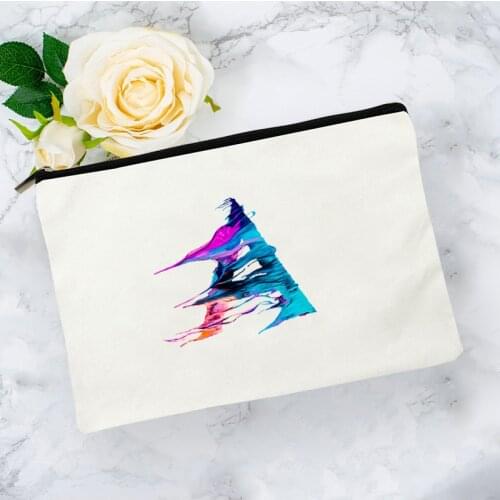 Art Letters Cosmetic Bag for Makeup Pouch Mini Womens Travel Kawaii Storage Bags Free Shipping Handbags Make Up Woman Organizer