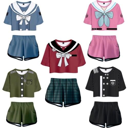 Danganronpa V3: Killing Harmony Saihara Shuichi Cosplay Costume Crop Top Shorts Two Piece Sets