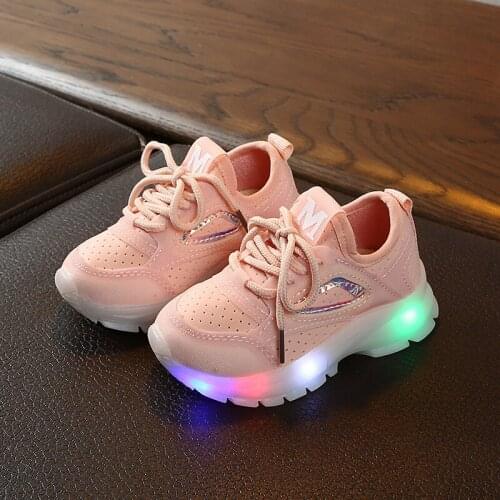LED Light Shoes Kids Children Girls Sports Casual illuminated Sneakers for Toddler Boys Luminous Mesh-Air Knitting Student
