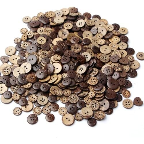 50 pcs / bag Natural Color Round Coconut Shell Buttons Crafts Sewing Scrapbooking For Clothes Handmade Wood Button 18mm