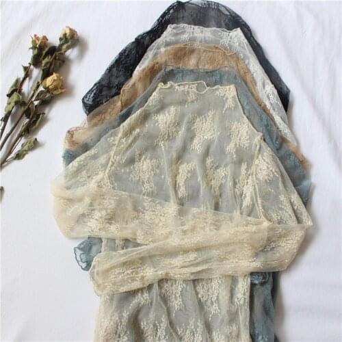 Summer Lace Flower Embroidered Top Ladies Top Sexy Mesh Top Transparent Elegant Transparent Black Shirt