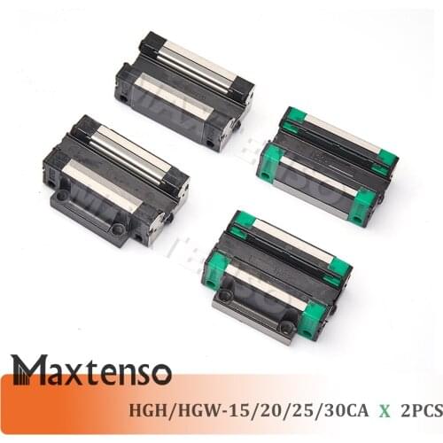 MAXTENSO Carriage 2pcs/lot HGH15 HGH20 HGH25 HGH30 HGW15 HGW20 HGW25 HGW30 Block CNC Bearings Square Flange High Precision