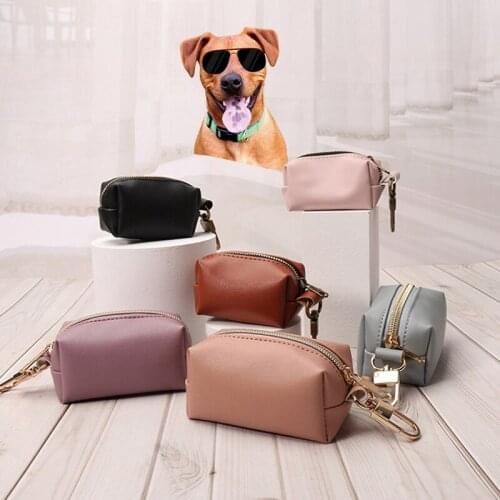 Dog Poop Bag Dispenser Holder Pet Travel Outdoor Portable Dog Waste Bag PU Leather Dog Cat Pick Up Poop Garbage Box Organizer