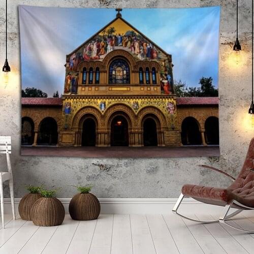 Church Wall Hanging Tapestry Boho Decoration Home Decor Tapestries Custom Logo For Party Festival Gifts Wall Carpet