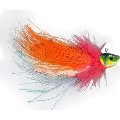 Deer hair lead head clasps feather lead head feather road and false simulation bait fish head 4 g10g sea fishing fishing gear