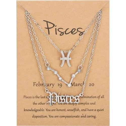 2021 Newest 12 Constellations Necklace Zodiac Sign Gold Silver Color Chain Choker Jewelry Necklace For Women Girls Birthday Gift