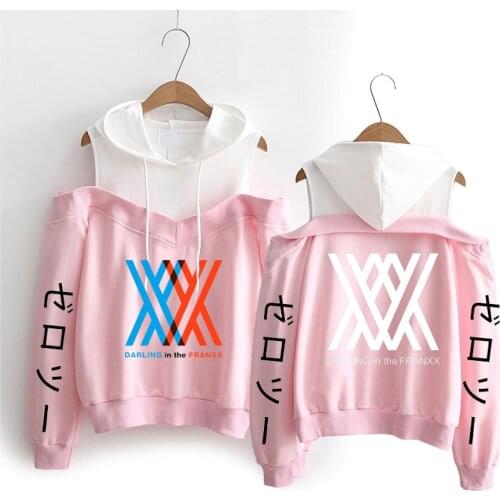 Zero Two Zero Two 2021 New Arrival Harajuku Off-shoulder Hoodies Sweatshirt Women Autumn Winter Kawaii Pullovers Clothes