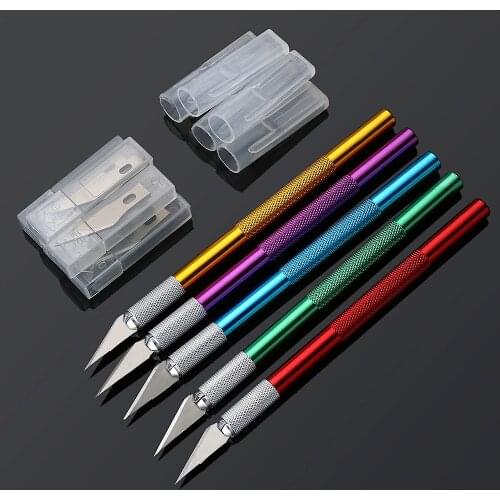 New Engraving Cutter with 6pcs Blade Metal Handle Craft Carving Sculpture Non-Slip Knife Safety Cutter Paper Knife Accessories