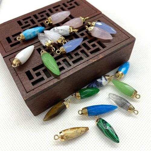 Wholesale Natural Stone Color Pendant Obsidian Crystal Exquisite Pendant for DIY Jewelry Making Jewelry Accessories 7x25 Mm