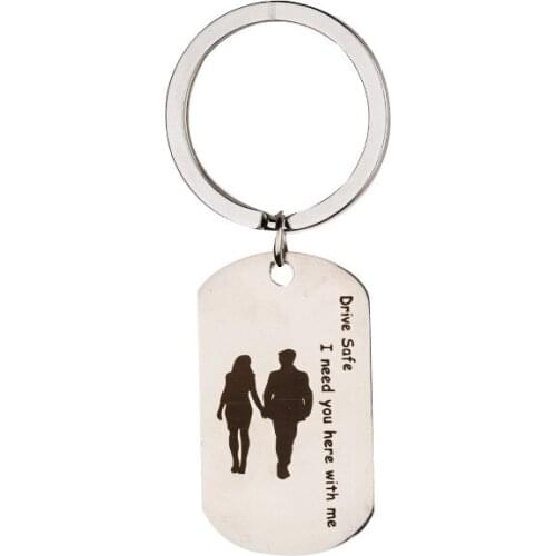 Oeinin Simple Keychain Man Drive Safe I Need You Here With Me Key Holder Bags Unisex Letter Color Zinc Alloy Key Chain Pendant