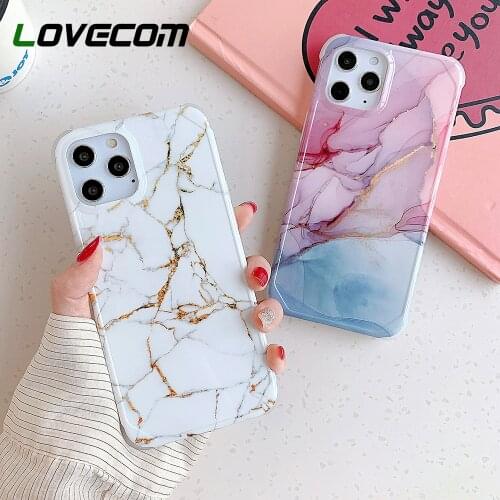 LOVECOM Gold Glitter Marble Corners Shockproof Phone Case For iPhone 12 Pro 11 Pro Max XR XS XS Max 7 8 Plus Case Soft IMD Cover
