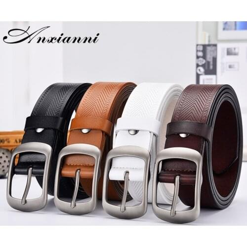 Anxianni Fashion Female Jeans Waist Belt Genuine Leather Vintage pin Buckle Belts Top Quality jeans girdle