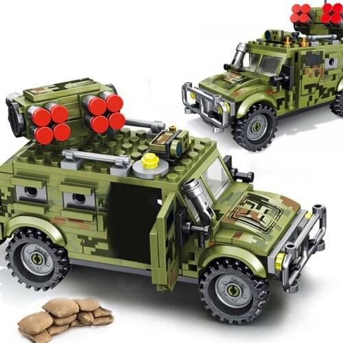 SEMBO MIlitary WW2 Tiger Assault Vehicle Car Building Blocks Army Weapon Figures Soldiers Bricks Classic Model Kit Toys For Boys