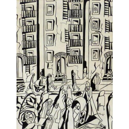 Jacob Lawrence Street Scene Art Film Print Silk Poster Home Wall Decor 24x36inch