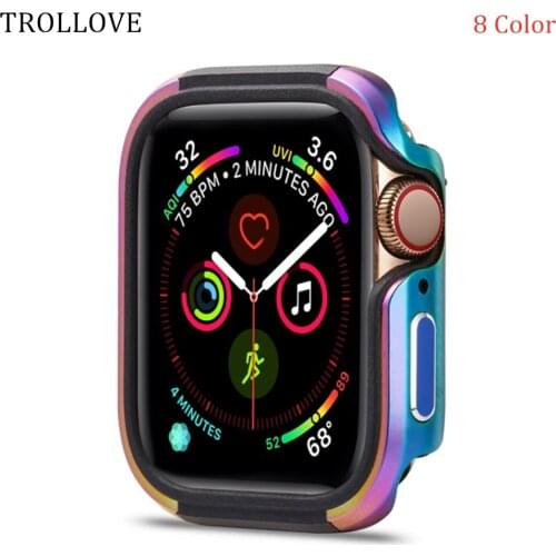 Silicone+Aluminum alloy Metal Case for Apple Watch 4 5 40MM 44MM Frame Protective Bumper Cover for iWatch 5 4 40 44 mm Shell