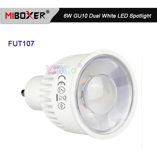 Miboxer Dual White 6W GU10 LED Spotlight FUT107 Dimmable Color temperature led Bulb lamp for Bedroom Restaurant Cook room light