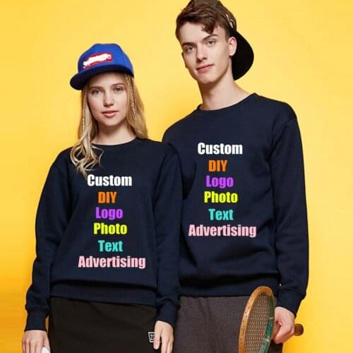 Custom Made DIY Photo Logo Text Print Women Men Lovers Sweatshirt Fleece Class Uniform Couples Advertising Male Couples Hoodies