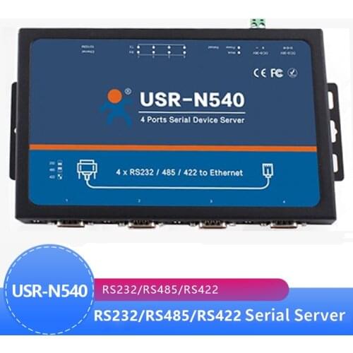 USR-N540 4 Serial ports RS232 RS485 RS422 to Ethernet TCP/IP Converter device server Modbus RTU to TCP for industrial automation