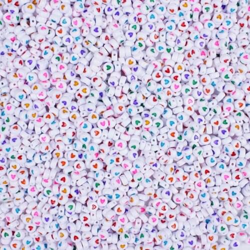 100-500Pcs 4x7mm Acrylic Beads Mixed Love Heart Round Shape Letter Beads Alphabet Loose Beads for Jewelry Making Diy Accessories
